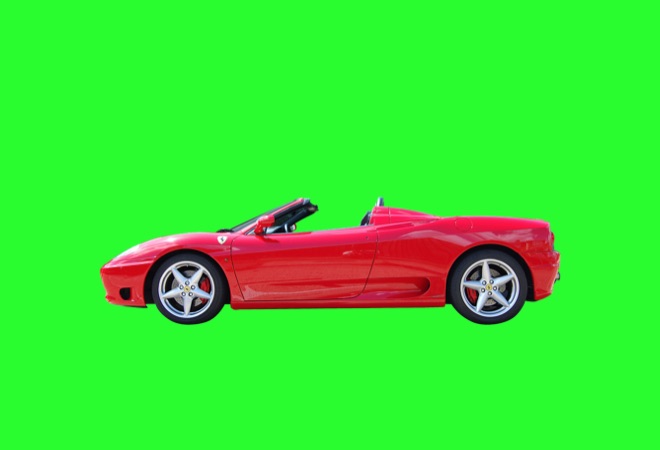 Car on a green screen background.